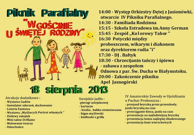Piknik rodzinny w parafii pw. Świetej Rodziny w Czarnej Białostockiej