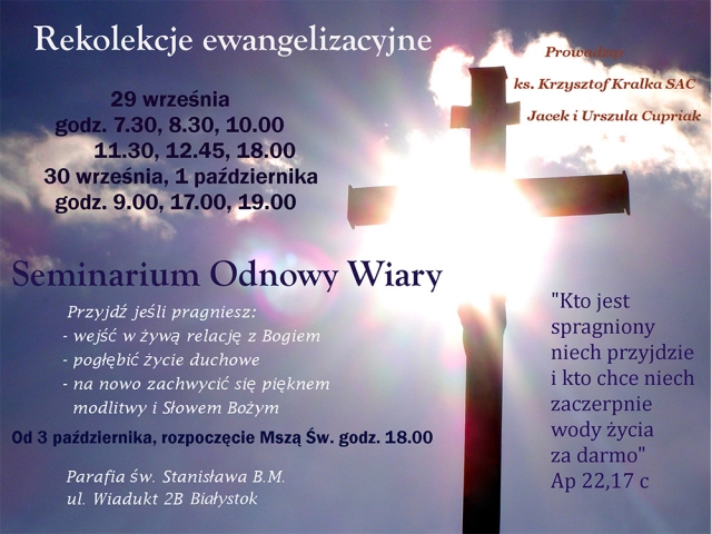 Rekolekcje ewangelizacyjne w parafii św. Stanisława w Białymstoku