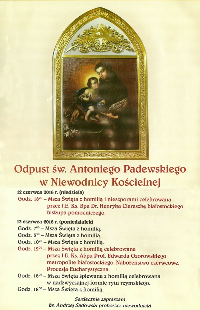 Odpust św. Antoniego Padewskiego w Niewodnicy