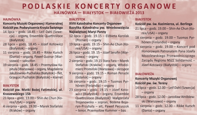 Podlaskie Koncerty Organowe 2013