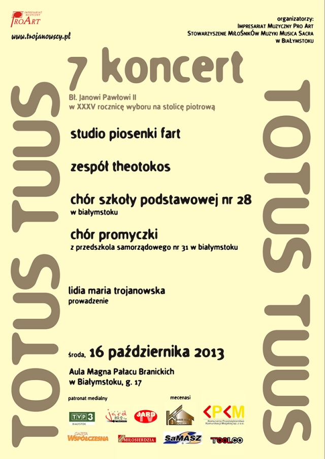 7 koncert TOTUS TUUS w XXXV rocznicę wyboru Jana Pawła II