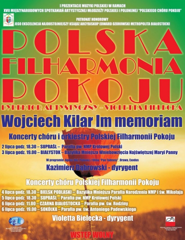 Zaproszenie na koncerty Polskiej Filharmonii Pokoju